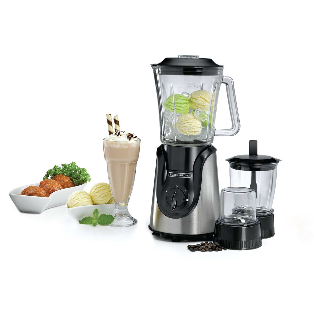 بلاك اند ديكر خلاط زجاجي مزود بمطحنة ومفرمة - BX600G Black+Decker Glass Blendبلاك اند ديكر خلاط زجاجي مزود بمطحنة ومفرمة - BX600Ger with Grinder + Mincer – BX600G