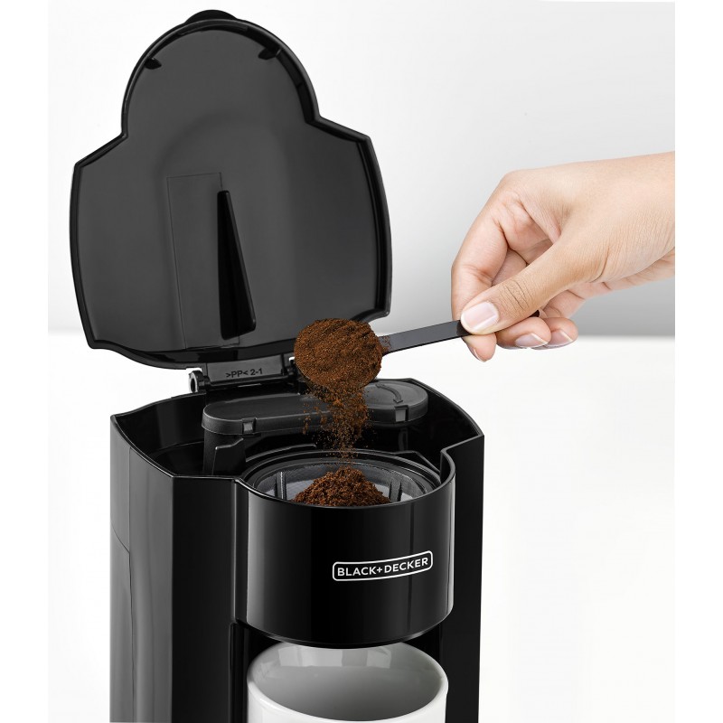 Black+Decker 350W 1 Cup Coffee Maker/ Machine with Coffee Mug for Drip Coffee & Espresso, Black - DCM25N
