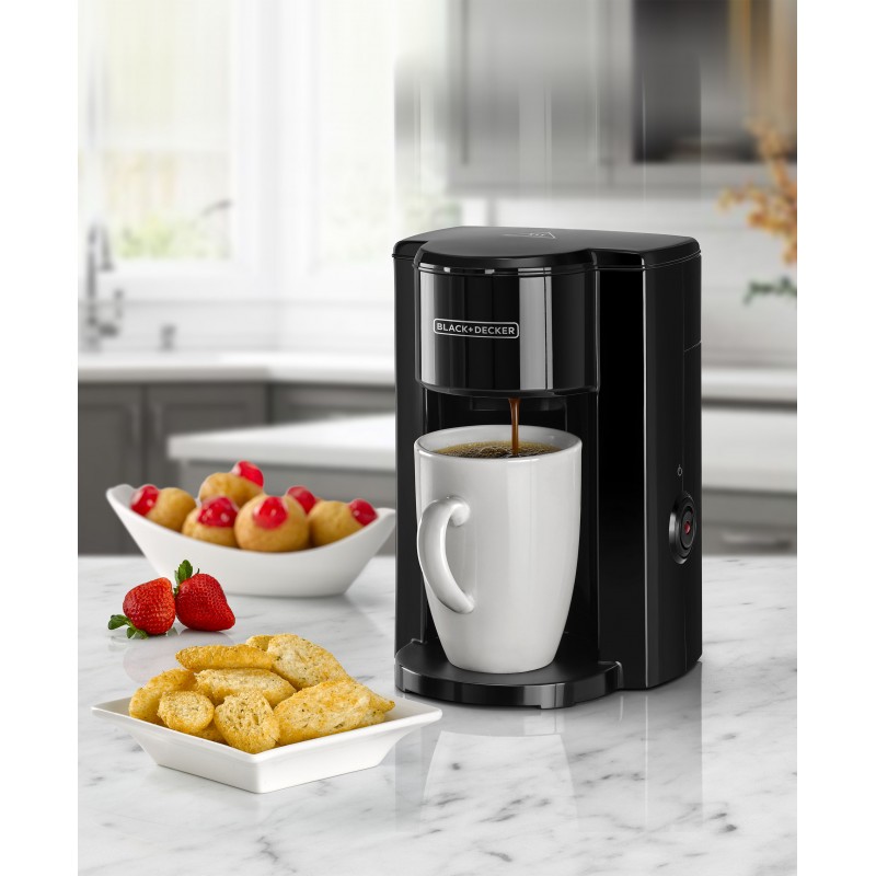 Black+Decker 350W 1 Cup Coffee Maker/ Machine with Coffee Mug for Drip Coffee & Espresso, Black - DCM25N
