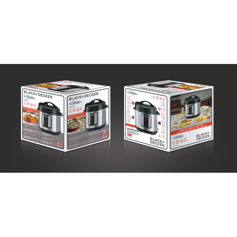 Black+Decker 7 in 1 Smart Steam Pot, 1000W, 6L Smart Programmable - PCP1000