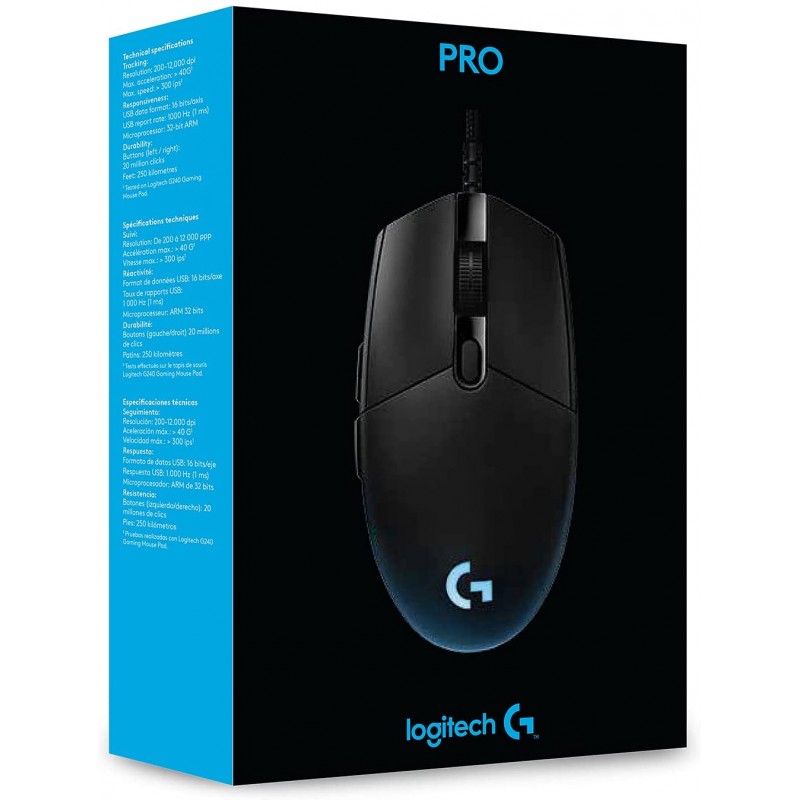 Logitech G PRO Wired Gaming Mouse, HERO 25K Sensor, Black