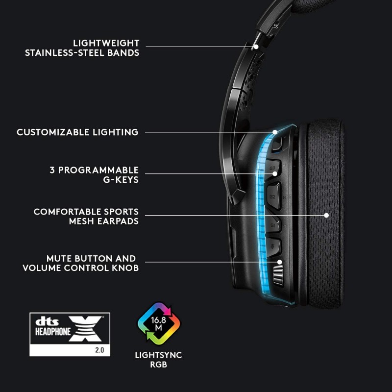 Logitech G635 Wired Gaming Headset, DTS Headphone:X 2.0 3D Surround Sound
