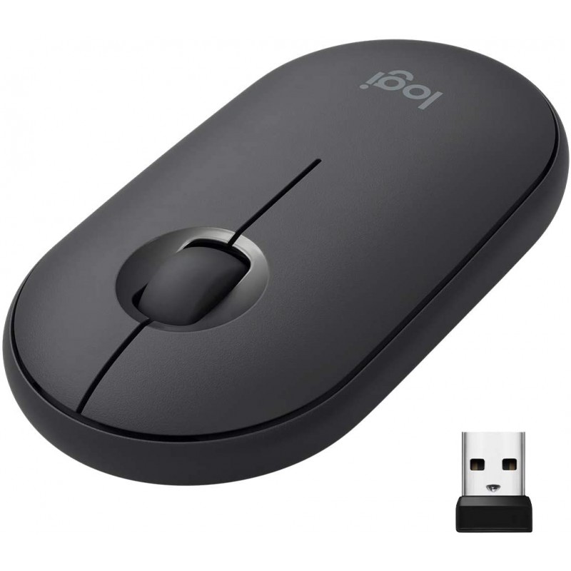 Logitech Pebble M350 Silent Wireless Mouse with Bluetooth or USB - Graphite