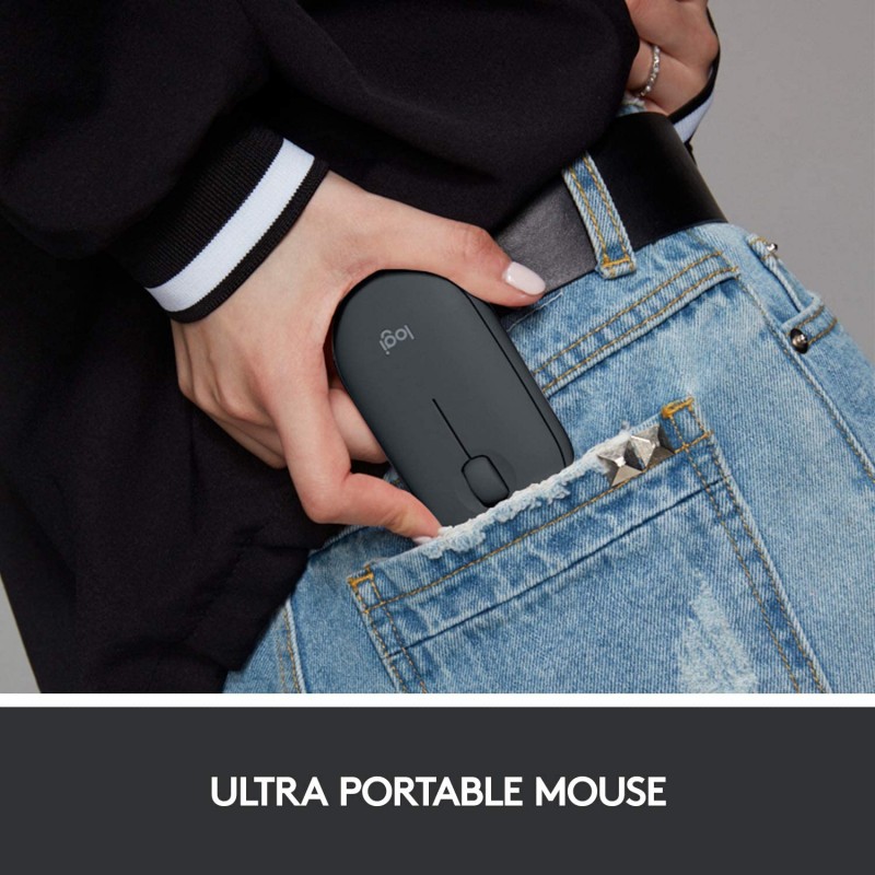 Logitech Pebble M350 Silent Wireless Mouse with Bluetooth or USB - Graphite
