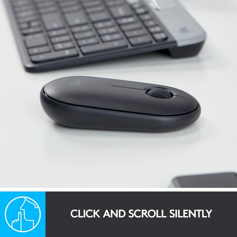 Logitech Pebble M350 Silent Wireless Mouse with Bluetooth or USB - Graphite