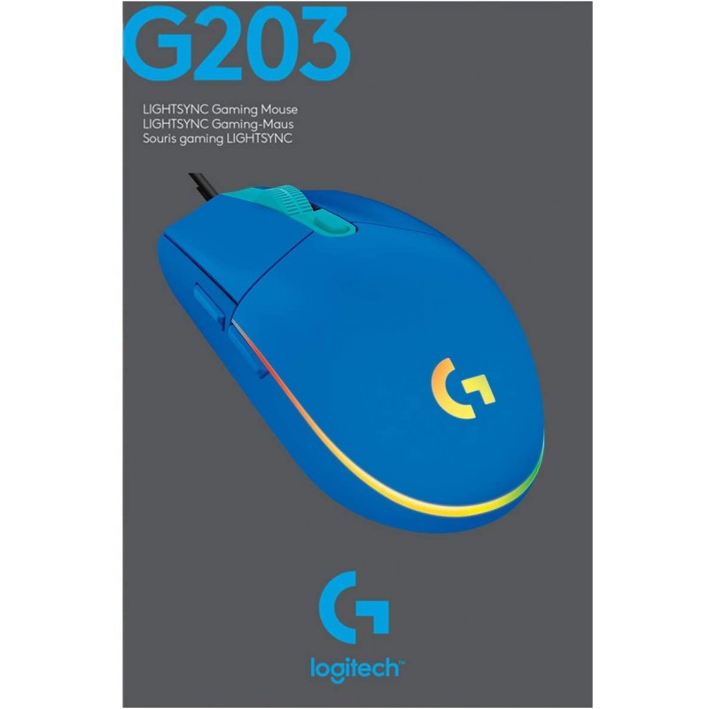 لوجيتك ماوس G203 يو اس بي متوافقة مع بي سي / ماك - أزرق لوجيتك ماوس G203 يو اس بي متوافقة مع بي سي / ماك - أزرق
