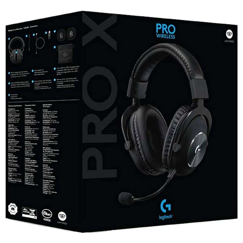 Logitech Gaming PRO X Wireless LIGHTSPEED Gaming Headset with Blue VOICE Mic Filter Tech