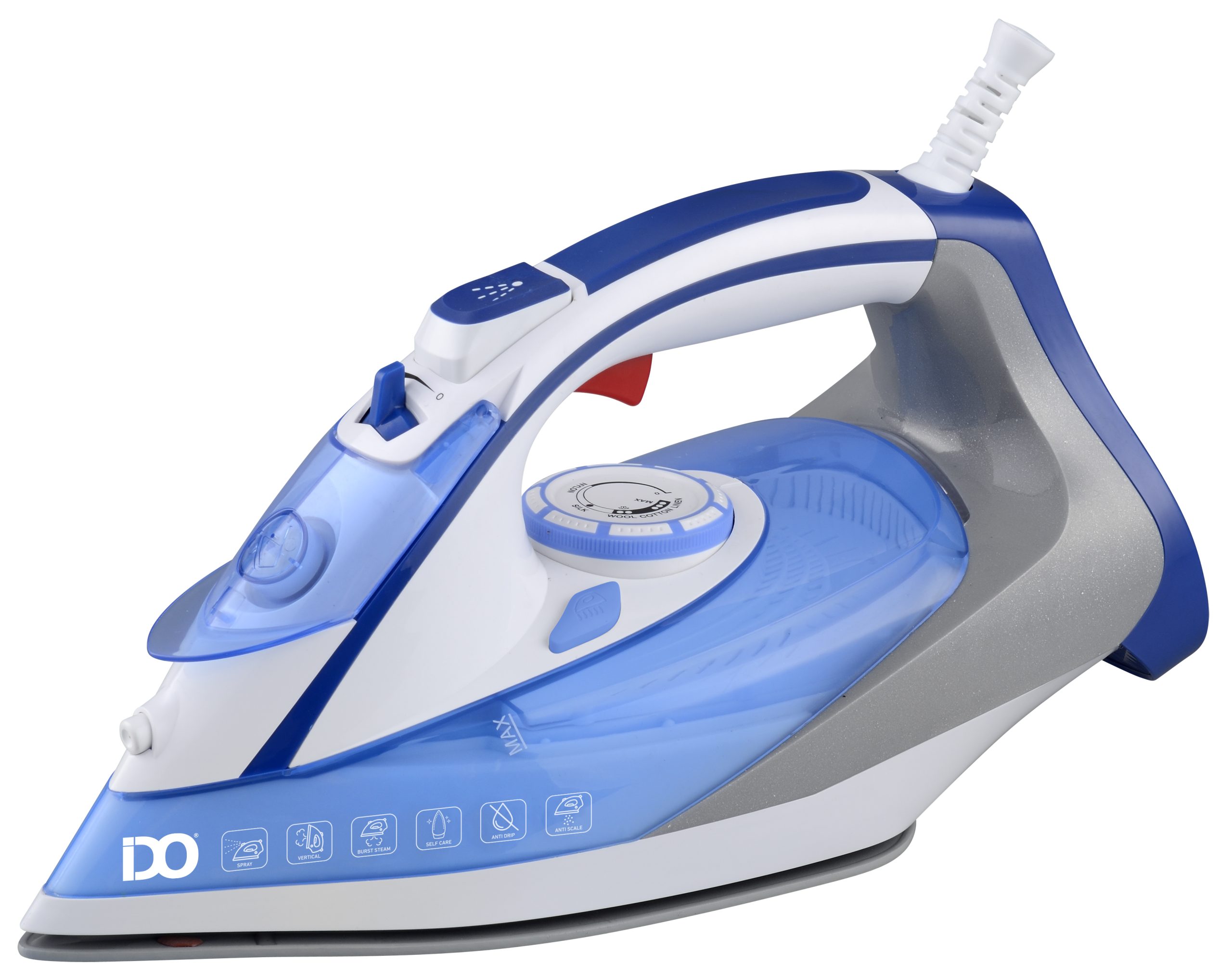 IDO Ceramic Steam Iron 2400w, Blue/Grey - SI2400-BGY IDO Ceramic Steam Iron 2400w, Blue/Grey - SI2400-BGY