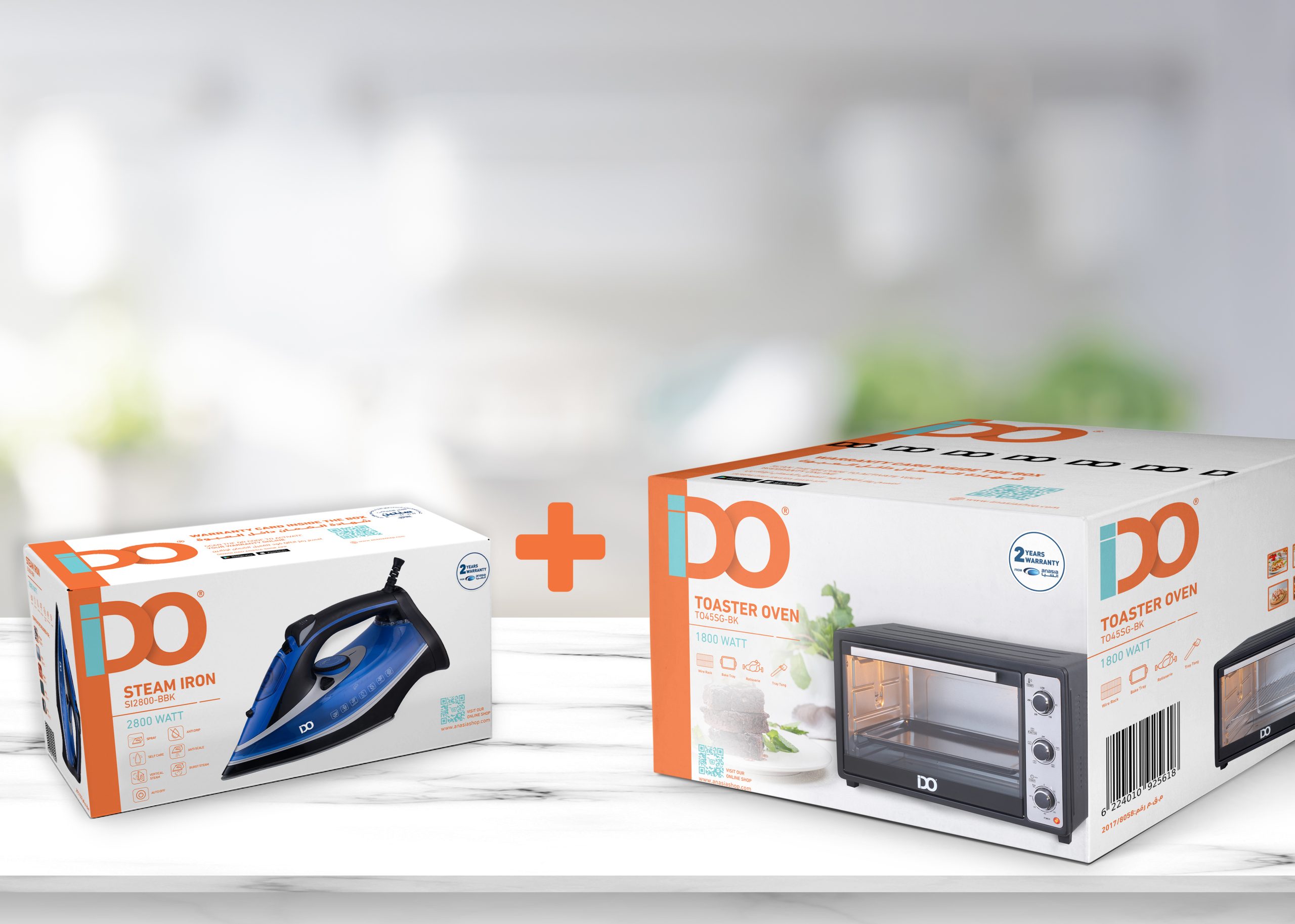 IDO Single Glass Toaster Oven 45 Liters + Ceramic Steam Iron 2800W IDO Single Glass Toaster Oven 45 Liters + Ceramic Steam Iron 2800W