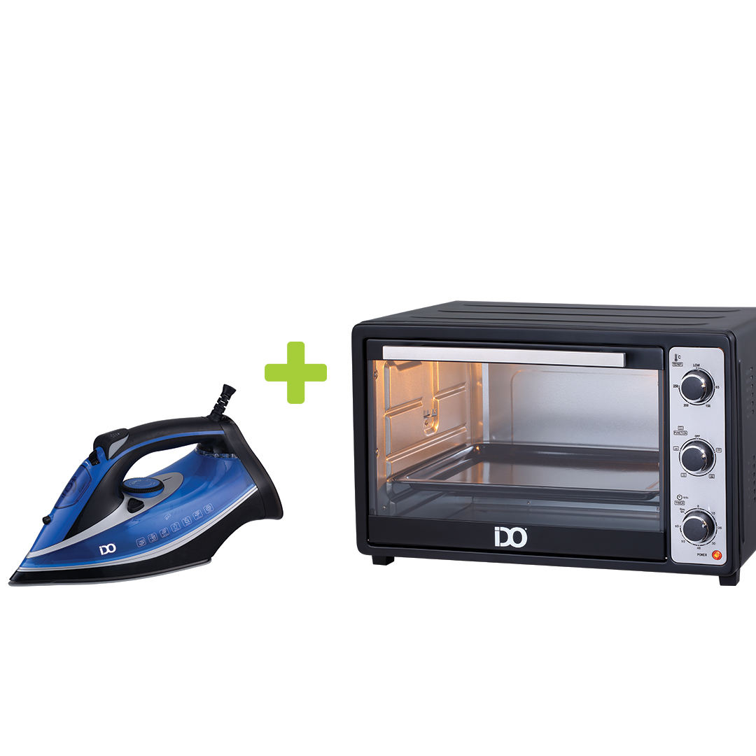 IDO Single Glass Toaster Oven 45 Liters + Ceramic Steam Iron 2800W IDO Single Glass Toaster Oven 45 Liters + Ceramic Steam Iron 2800W