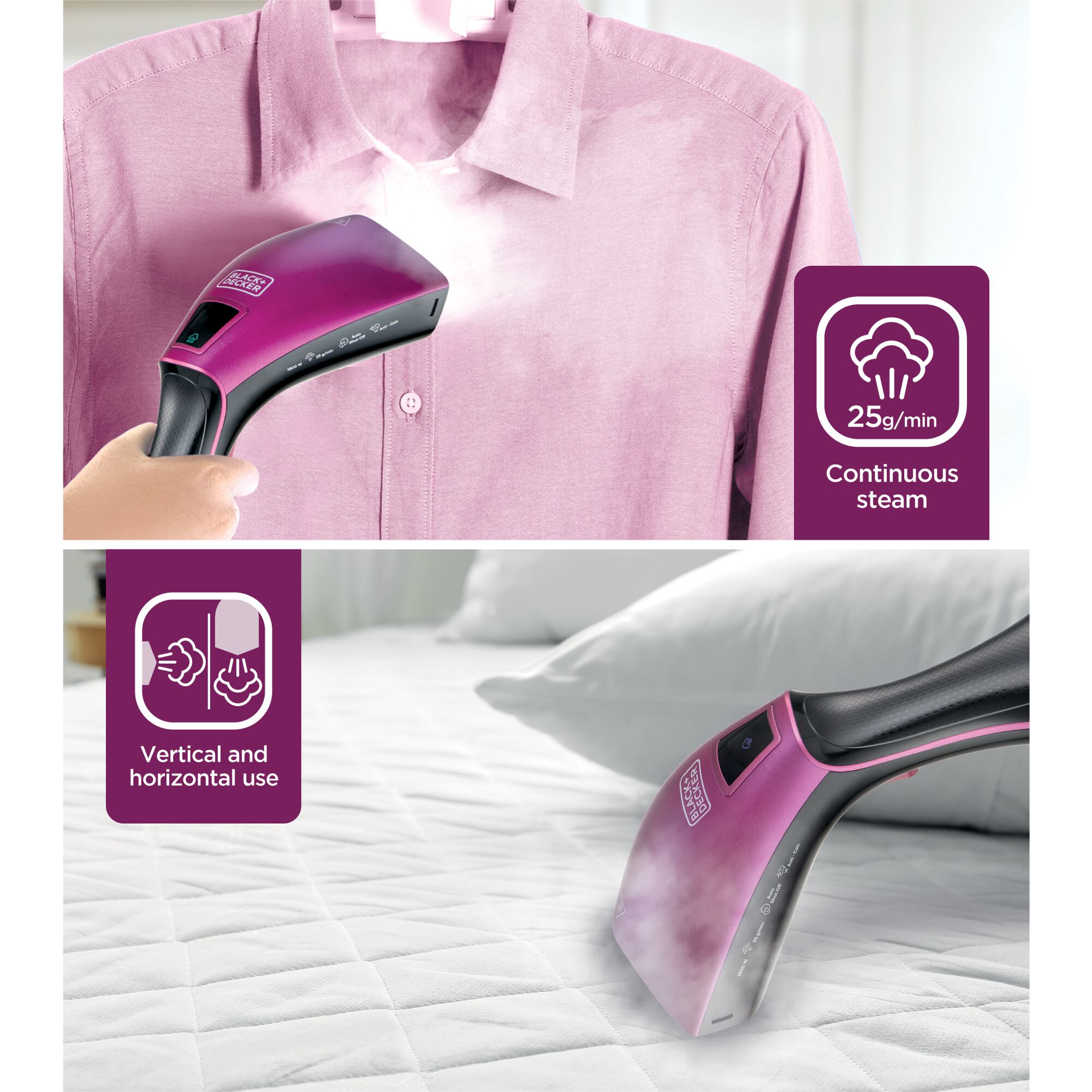 Black+Decker Digital Garment Steamer 1600W – HSTD1600 Black+Decker Digital Garment Steamer 1600W – HSTD1600