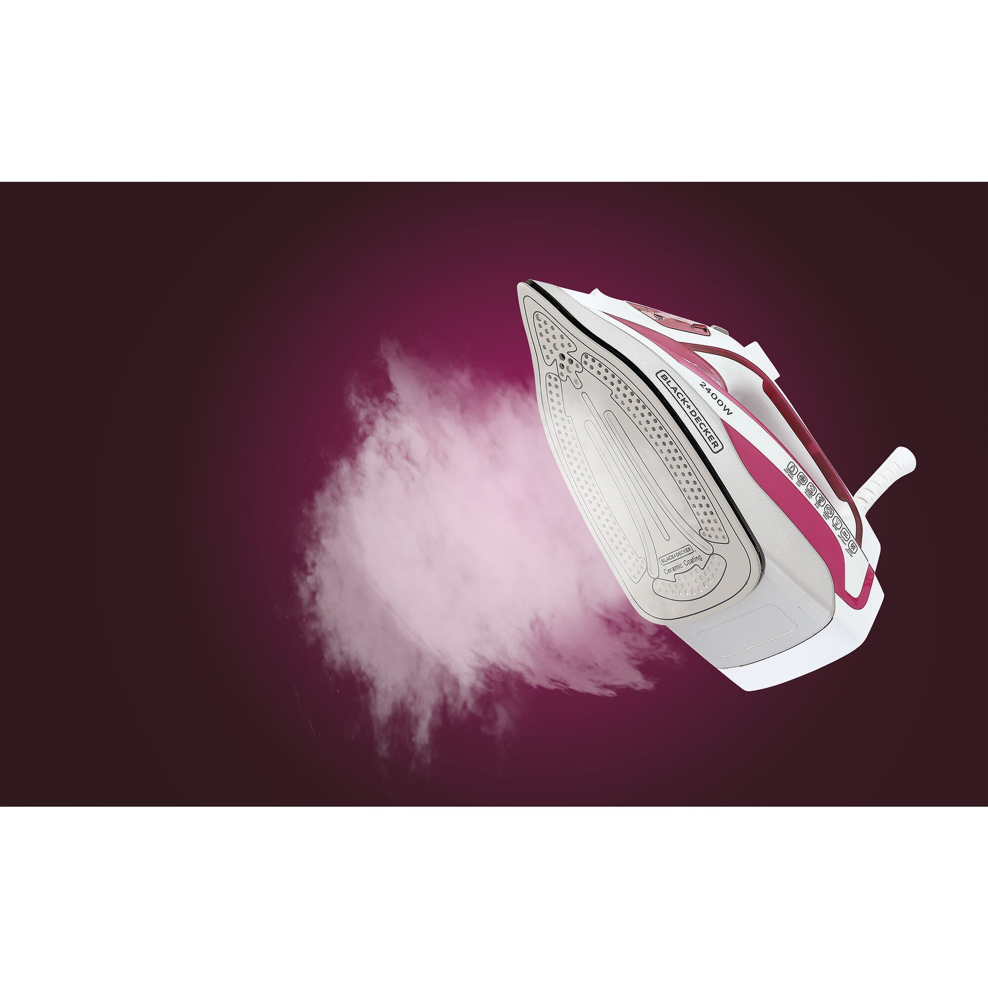 Black+Decker Ceramic Steam Iron 2400W Pink – X2400 Black+Decker Ceramic Steam Iron 2400W Pink – X2400